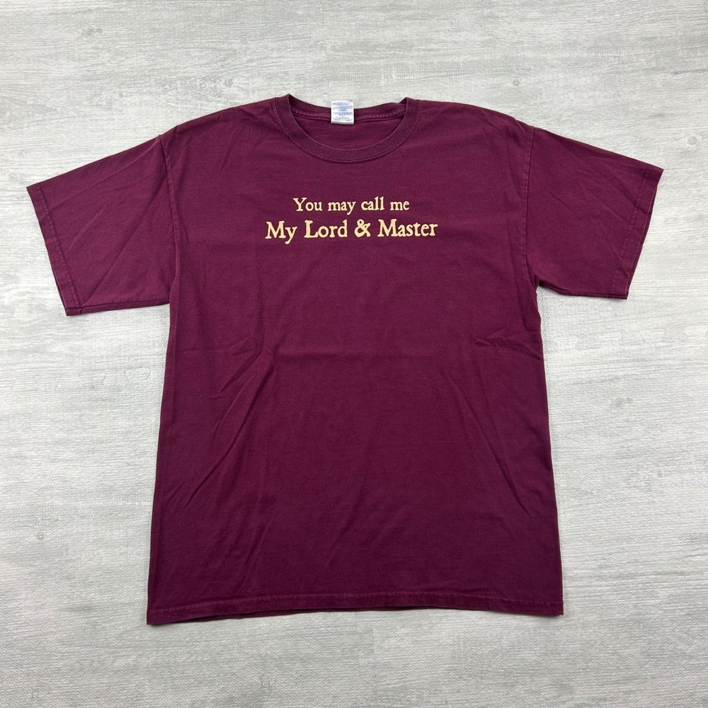 Vintage Jesus Shirt Size Large Red You May Call Me My Lord & Master Saying God